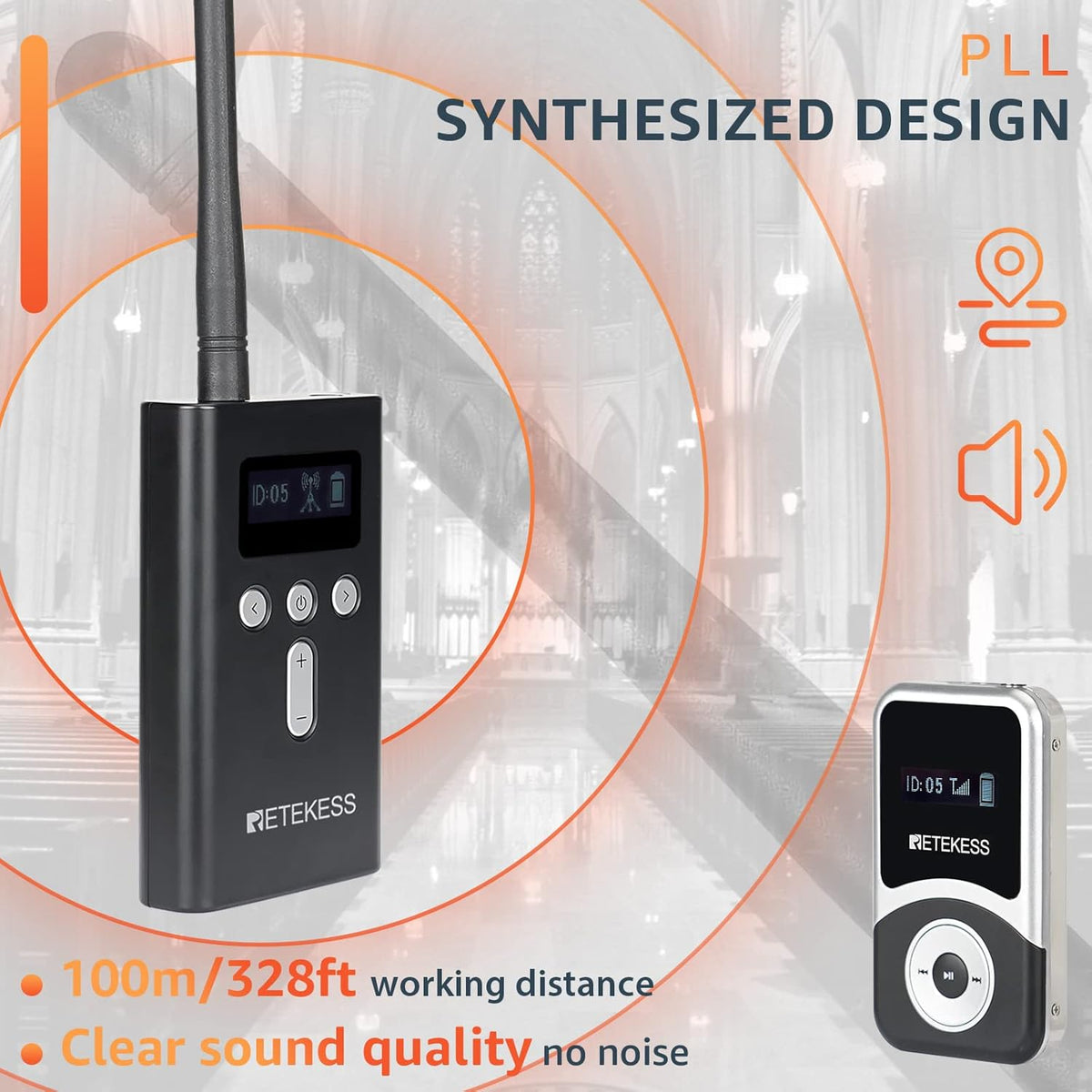 Retekess T130S Geüpgraded Tourgidssysteem, 49 Kanalen Draagbaar Draadloos Audiosysteem, 100 m Taalinterpretatiesysteem Voor Toerisme, Fabriek, Conferentie, Kerk, Universiteit, Training