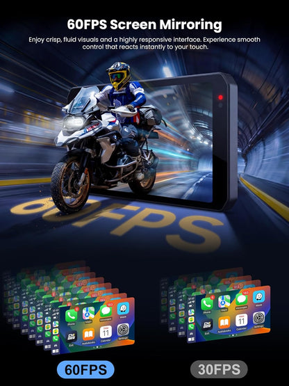 Motorsysteem – Motorboordcomputer – Motorrijder Dashboard – Motor Navigatie – Motorrij Veiligheidssysteem – Draadloze CarPlay & Android Auto – Dubbele 1080p Kamera’s Vorder- en Achterkant