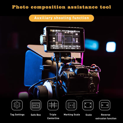 VILTROX DC-550 Pro camera veldmonitor touchscreen 5,5 inch 1200 nits DSLR camera veldmonitor 4K HDMI, Full HD 1920x1080 IPS, 3D LUT met accu, koelventilator en zonnekap, videomonitor
