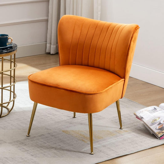 Fauteuil Velvet – Velours Stoel – Eetkamerstoel – Accentstoel – Loungechair – Zacht Hoogwaardig Schuim – Gouden Metalen Poten - QUORE