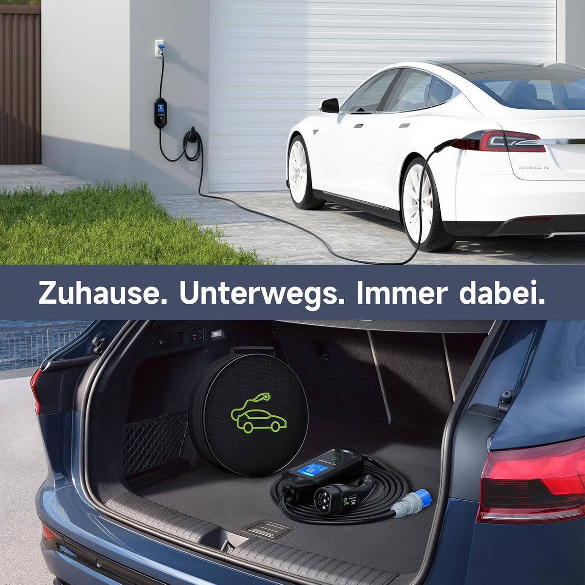 Type 2 oplaadkabel 7 kW mobiele Wallbox, 5 m 6-32 A 1-fasig oplaadkabel type 2 CEE-stekker, draagbare EV oplader met instelbaar laadvermogen en timerfunctie, voor EV PHEV IEC 62196-2