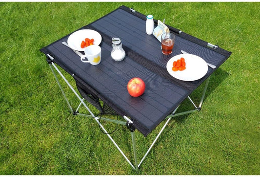 Technaxx 60 W inklapbare zonne-campingtafel TX-252, draagbare monocrystalline oplader met 3 x USB-oplaadpoorten, DC-uitgang en robuust design, ideaal voor camping en outdoor