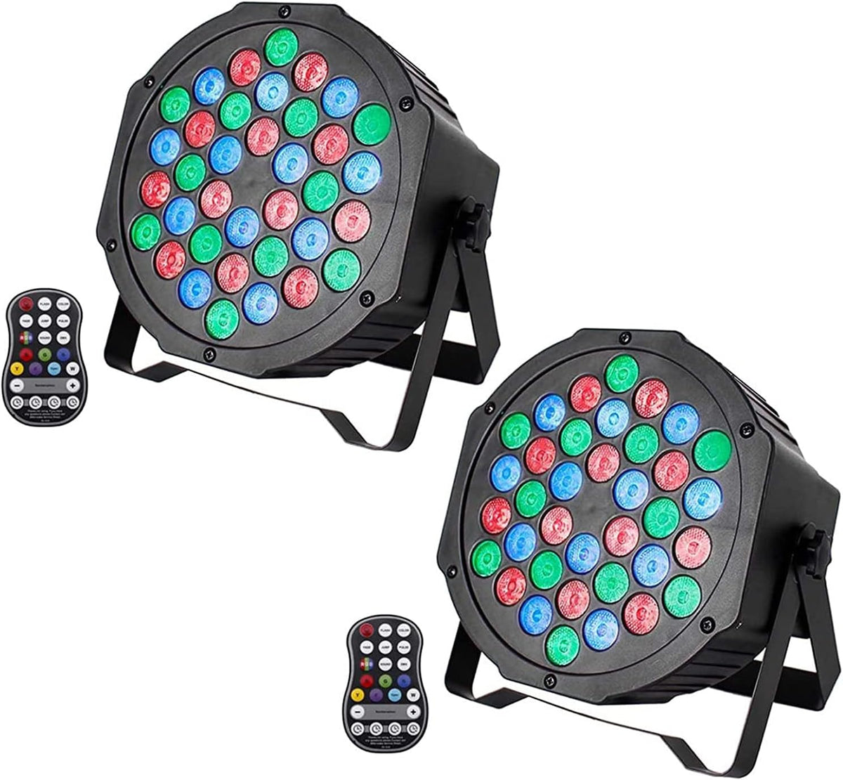 UKing 2PCS Oplaadbare LED PAR -batterij, RGB 36 LED -podium Licht DMX7CH, Party Light 7 Modi Lichte effecten met afstandsbediening voor DJ Disco Wedding Christmas Stage Lighting