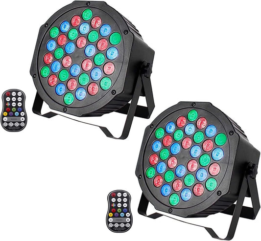 UKing 2PCS Oplaadbare LED PAR -batterij, RGB 36 LED -podium Licht DMX7CH, Party Light 7 Modi Lichte effecten met afstandsbediening voor DJ Disco Wedding Christmas Stage Lighting