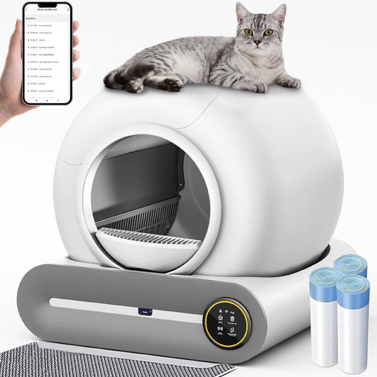 Automatische Kattenbak – Zelfreinigende Bak – Elektrische Kattenbak – XXL Kattenbak – App Kattenbak – XXL 65 Liter Inhoud – Slimme App-Bediening
