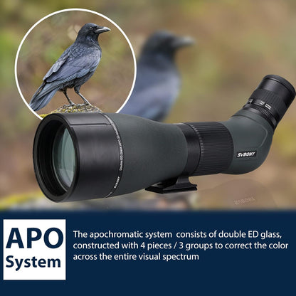 Svbony SA401 APO Spotting Scope 20-60x85, Double ED Glass Spotting Scopes Precise Focus, Waterdichte Mistbestendige Hoekige Telescoop Monoculair