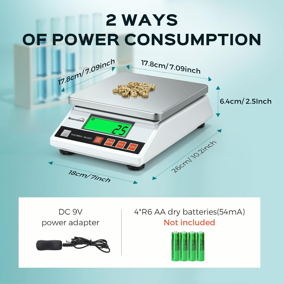 Bonvoisin 0,1 g, 5 kg - 10 kg, digitale elektronische weegschaal, hoge precisie, draagbaar, laboratorium, analytische weegschaal, industrieel wegen, CE-gecertificeerd (6 kg, 0,1 g)