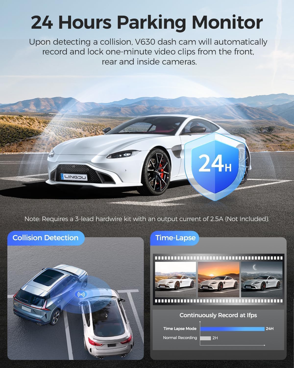 Dashcam Voor En Achter – Autocamera, Dashboardcamera, Mini Dashcam, Verborgen Dashcam – 4K Voor + 1080p Achter – 24 Uur Buffer Parkeermodus