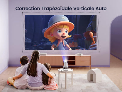 Mini-projector, 4K, 1080p, FHD ondersteund, automatische keystone/korte brandpuntsafstand: draagbare wifi-bluetooth-projector met hoek 270 graden, zoom, 85% videoprojector, wifi6, thuisbioscoop/buiten