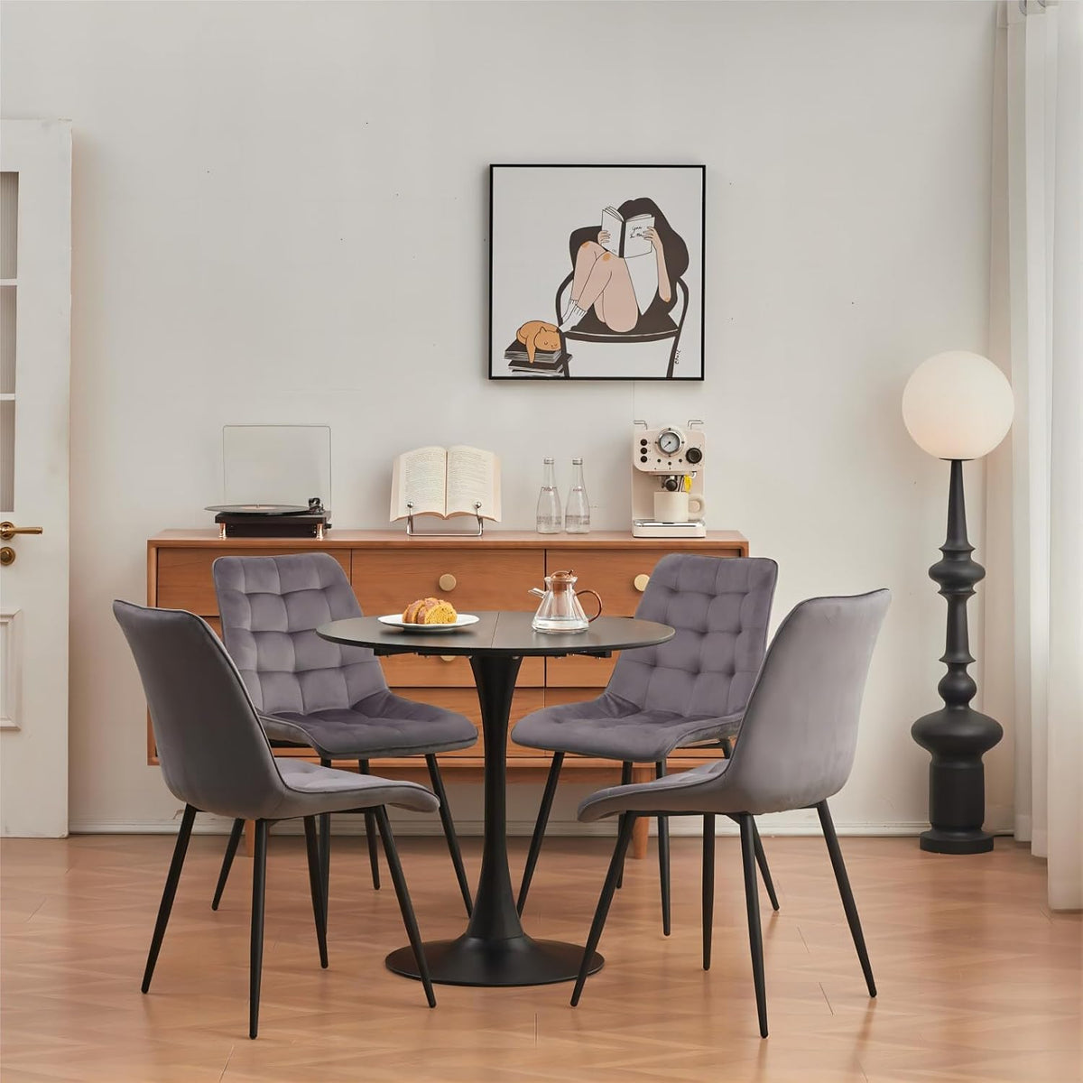 GrandCA HOME 80 cm, modern, ronde eettafel, geschikt voor 2-4 personen, keuken, woonkamer, eetkamer, zwart