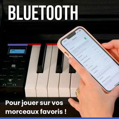 Digitale piano zwart glanzend – Elektrische piano – Pianomeubel – Meubelpiano – 88-toetsen piano – 88 gewogen toetsen met progressieve hammer action – Bluetooth en 3 pedalen inbegrepen