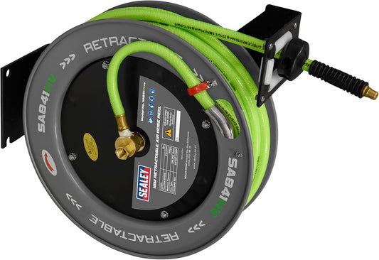 Bobine métallique flexible à air rétractable Sealey 15mtr 10 mm id haute visibilité tuyau d'tpr
