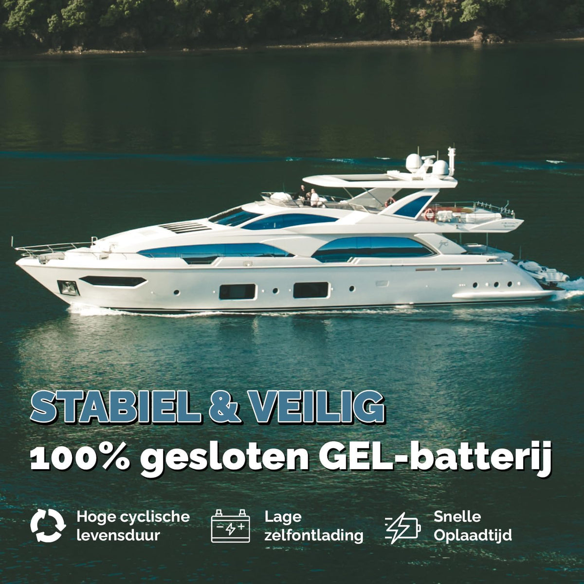 Electronicx GEL Marine huishoudaccu 12V 120Ah / 120 Ah 12 Volt – Deep Cycle accu onderhoudsvrij & verzegeld – 353×175×190 mm – boot jacht zeilboot zonnepaneel camper vrijetijdsstroom GEL