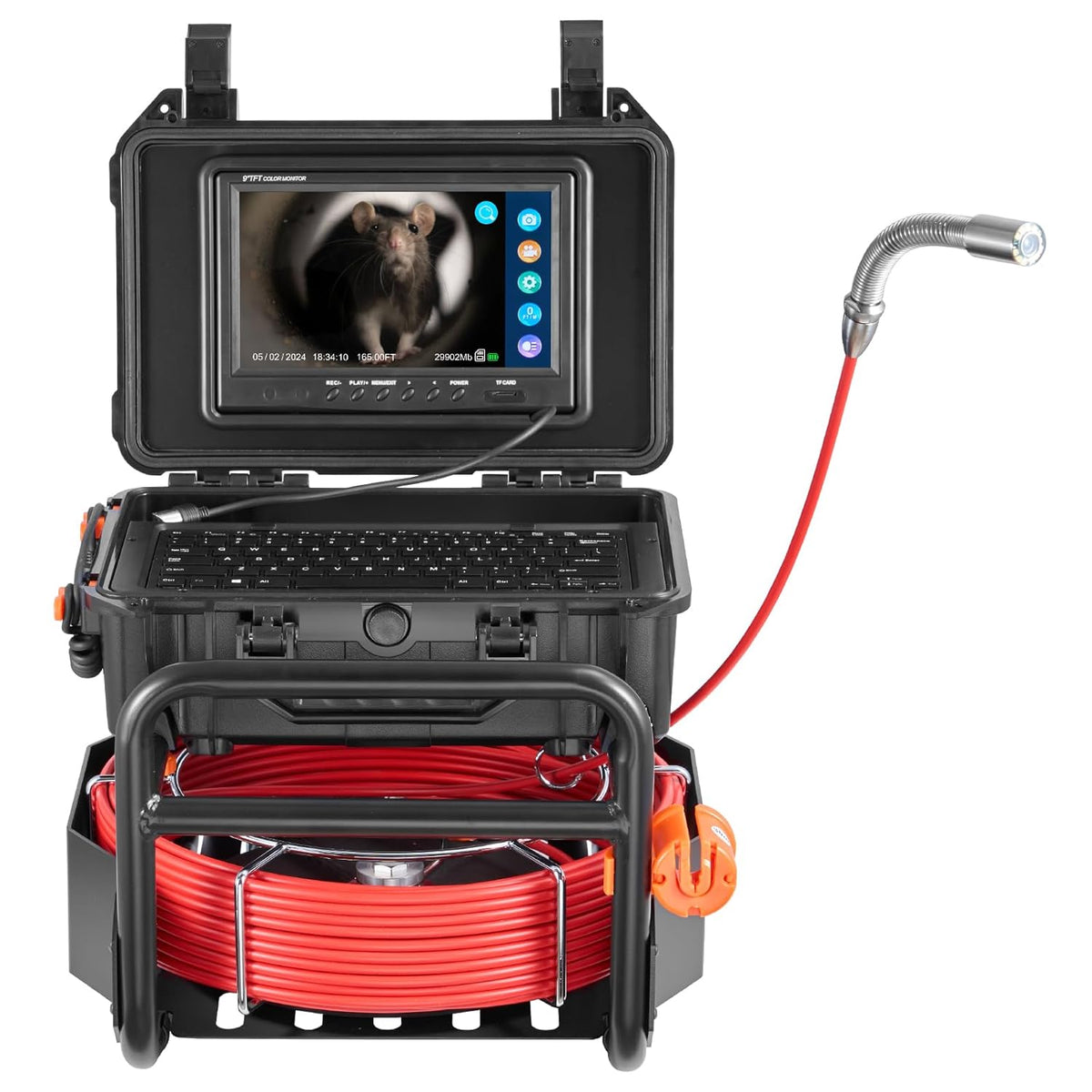 VEVOR Kanaalcamera, 50 m, zelfnivellerende buiscamera met 512 Hz zender, afstandenteller, 9 inch scherm, 1080p HD buisinspectiecamera met 12 leds en 32 GB kaart, endoscoopkanaalbuizen