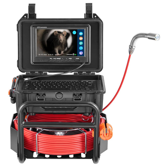 VEVOR Kanaalcamera, 50 m, zelfnivellerende buiscamera met 512 Hz zender, afstandenteller, 9 inch scherm, 1080p HD buisinspectiecamera met 12 leds en 32 GB kaart, endoscoopkanaalbuizen