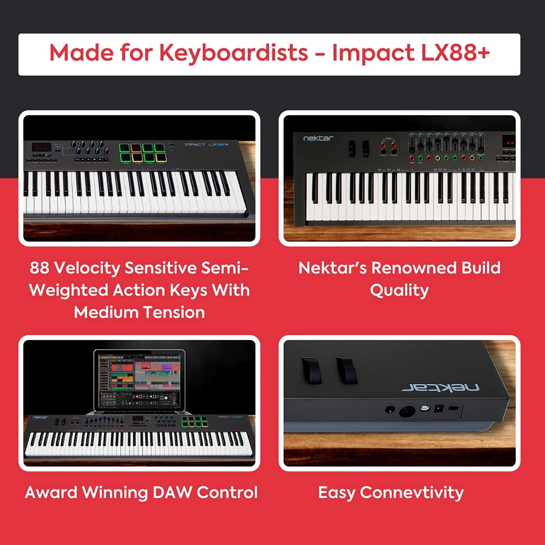 Nektar Impact LX88 + USB MIDI Keyboard Controller met Nektar DAW integratie