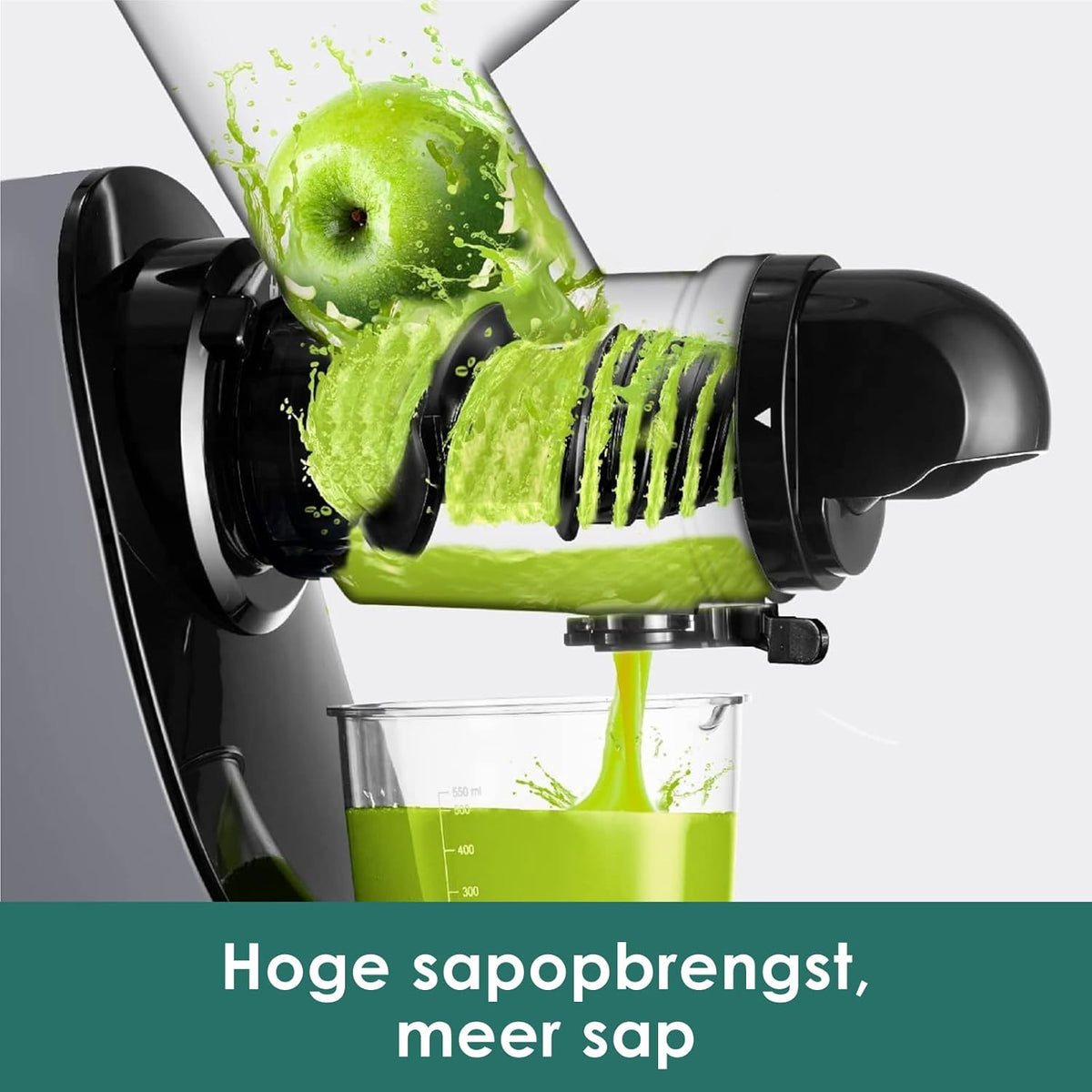 Fretta Masticating Juicer Slow Juicer Sapcentrifuge, groente en fruit, 200 W, fruitpers, elektrische sappers, selderij, sapmaker, machine, koude pers, fruitpers, 76 mm, BPA-vrij (zilver)