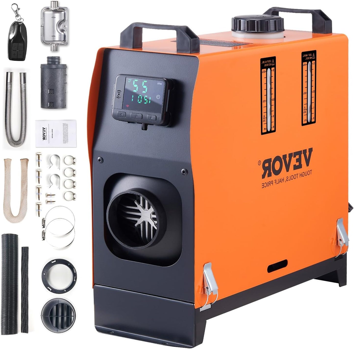 VEVOR Diesel Air Heater, 12V 5KW All-On-One Diesel Heater with Remote Control and LCD Display, 5L Fuel Tank, Portable Diesel Heater, Fast Heating for Motorhome, RV, Motorhome, - QUORE