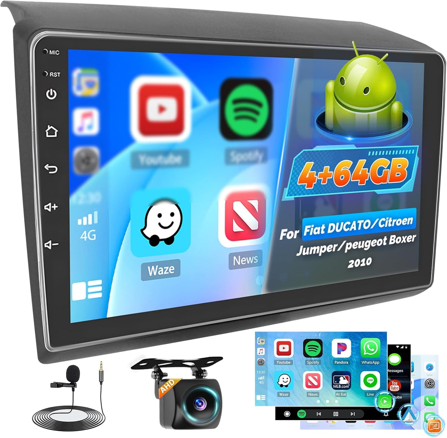 Autoradio – Auto Radio – Multimediaradio – 1-DIN Radio – Bluetooth Radio – 9 Inch Touchscreen – Draadloze CarPlay & Android Auto