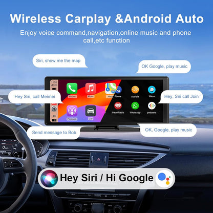 LEXXSON Draagbare autoradio met draadloos CarPlay Android autodisplay, 4K dashcam en 1080p achteruitrijcamera, 3-in-1 met IPS touchscreen, Car Play Bluetooth/FM/AUX/TF-kaart, plug & play