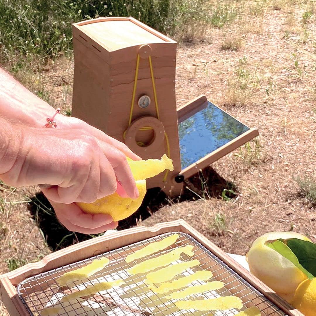 OMY Droger op zonne-energie, 200 W, 3 dienbladen van roestvrij staal, droogapparaat voor fruit, groenten en gedroogde planten, thermometer, ventilator, zonnepaneel
