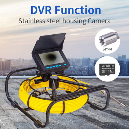 17 mm buis inspectiecamera met 16 GB DVR-video-opnamefunctie, 4,3 inch display endoscoop met ledlampen, industriële endoscoop voor loodgieters,