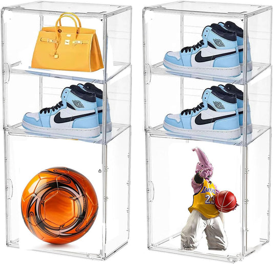 Duidelijke schoenenbox, opbergdoos, stapelbare acryl schoenenkast, met magnetische deur, gelaagd, geschikt voor schoenen, tassen, speelgoed (4)
