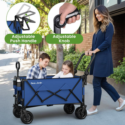 Opvouwbare Bolderkar – Strandwagen – Vouwwagen – Transportwagen – Handwagen – Grote All-Terrain Wielen – Verstelbare Telescopische Handgreep