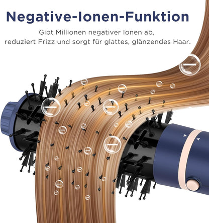 5-in-1 Airstyler – Haarstyler – Haardroger – Warme Luchtborstelset – Föhnborstel – Blauw – Drogen En Stylen In Eén – Geschikt Voor Verschillende Looks