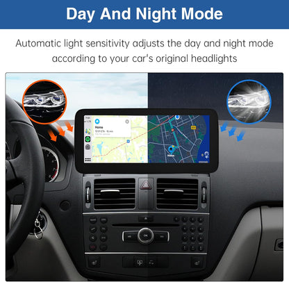 12,3 Inch Auto Touchscreen – Multimedia Scherm – Navigatiesysteem – Infotainmentscherm – Draadloos Display – Draadloze CarPlay & Android Auto – Compatibel Met Mercedes Benz C Klasse W204 – Hoge Resolutie 1920x720 Pixels