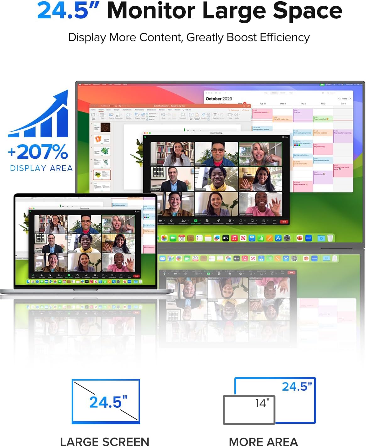 UPERFECT 24,5" 2K 165Hz Touchscreen Draagbare Monitor 2560 * 1440 QHD 100% sRGB IPS Eye Care Scherm met 180° Verstelbare Standaard Mini HDMI USB C voor PC, Laptop, Gameconsole, VESA-compatibel