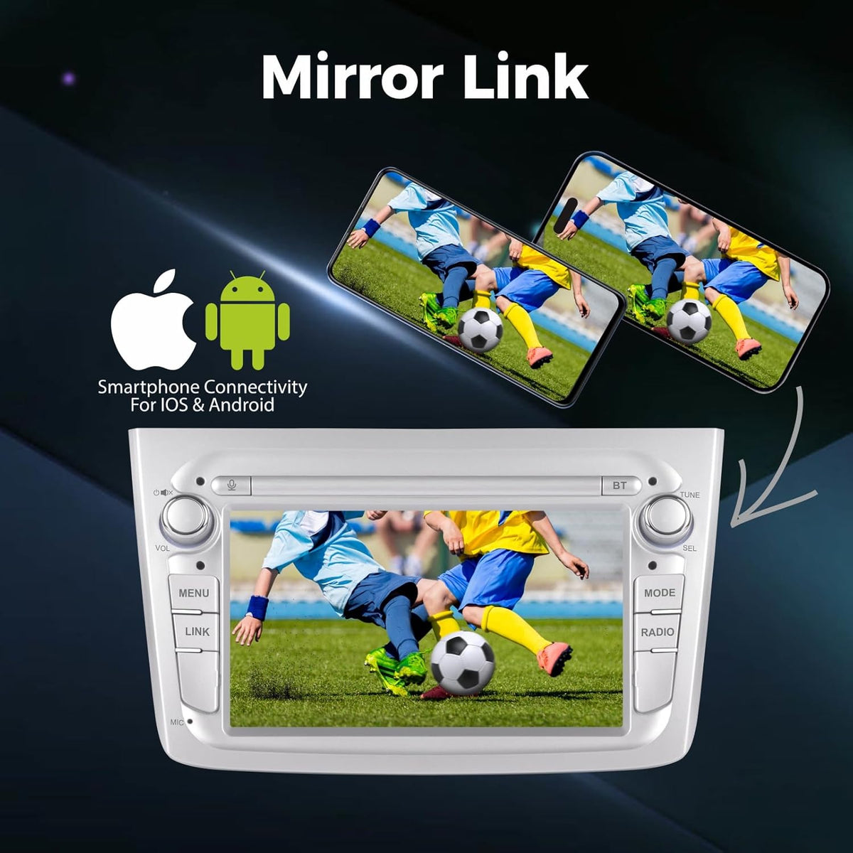 Autoradio – Autostereo – Multimedia Speler – Inbouwradio – Dashboard Radio – Linux Systeem – Ultra-Snelle Opstarttijd – Draadloos CarPlay & Android Auto