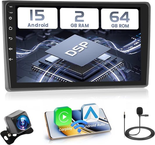 Android 13 Autoradio – Multifunctioneel Multimedia Systeem – CarPlay Android Auto Radio – 9 Inch IPS Touchscreen – Draadloos CarPlay en GPS Navigatie - QUORE