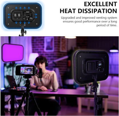 NEEWER RGB168 Videolamp, 18,3 inch, 60 W, RGB led-paneelset met statief, standaard, app-bediening, 360° volledige kleur, dimbaar, 2500K-8500K RGB videolicht/CRI 97+/17 scèneeffecten, studio-continu