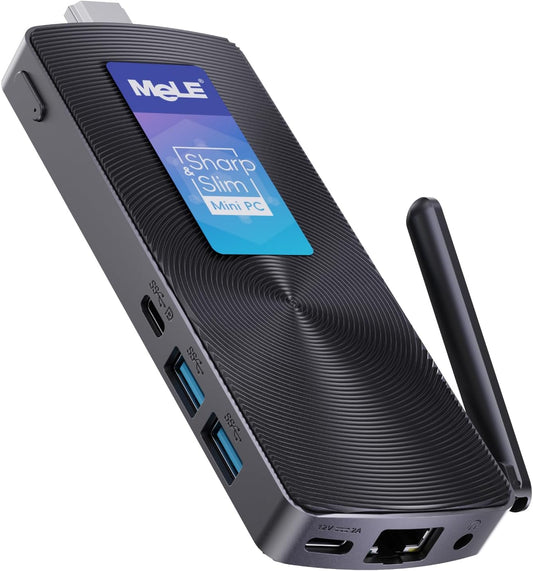 MeLE PCG02 Fanless Mini PC Stick, N100 8GB RAM 256GB, Auto Power On PXE, Windows 11 Pro Kleine Mini Desktop Computer, Alles-in-één USB-C op Industrie IoT, Business Office, Digital Signage, 4K HDMI