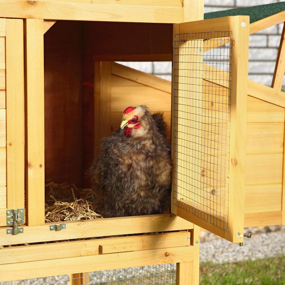 Melko Chicken Coop with Spout for 4-6 Chicken Coop 168 x 75 x 103 cm Chick Coop Chicken Aviary Including Nesting Box with Lid Holder, Weatherproof Impregnated - QUORE