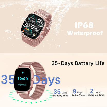 coioc Smartwatch voor dames, HD fitnesstracker, meer dan 120 sportmodi, fitnesshorloge voor iOS en Android, goud