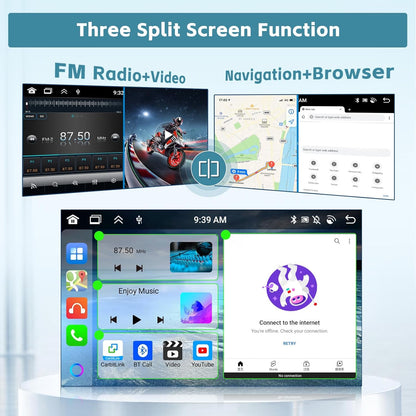 Android Autoradio – Auto Stereo – Multimedia Speler – Navigatiesysteem – 2 DIN Unit – 9 Inch Touchscreen – 8-Core Processor & Draadloze CarPlay Android Auto