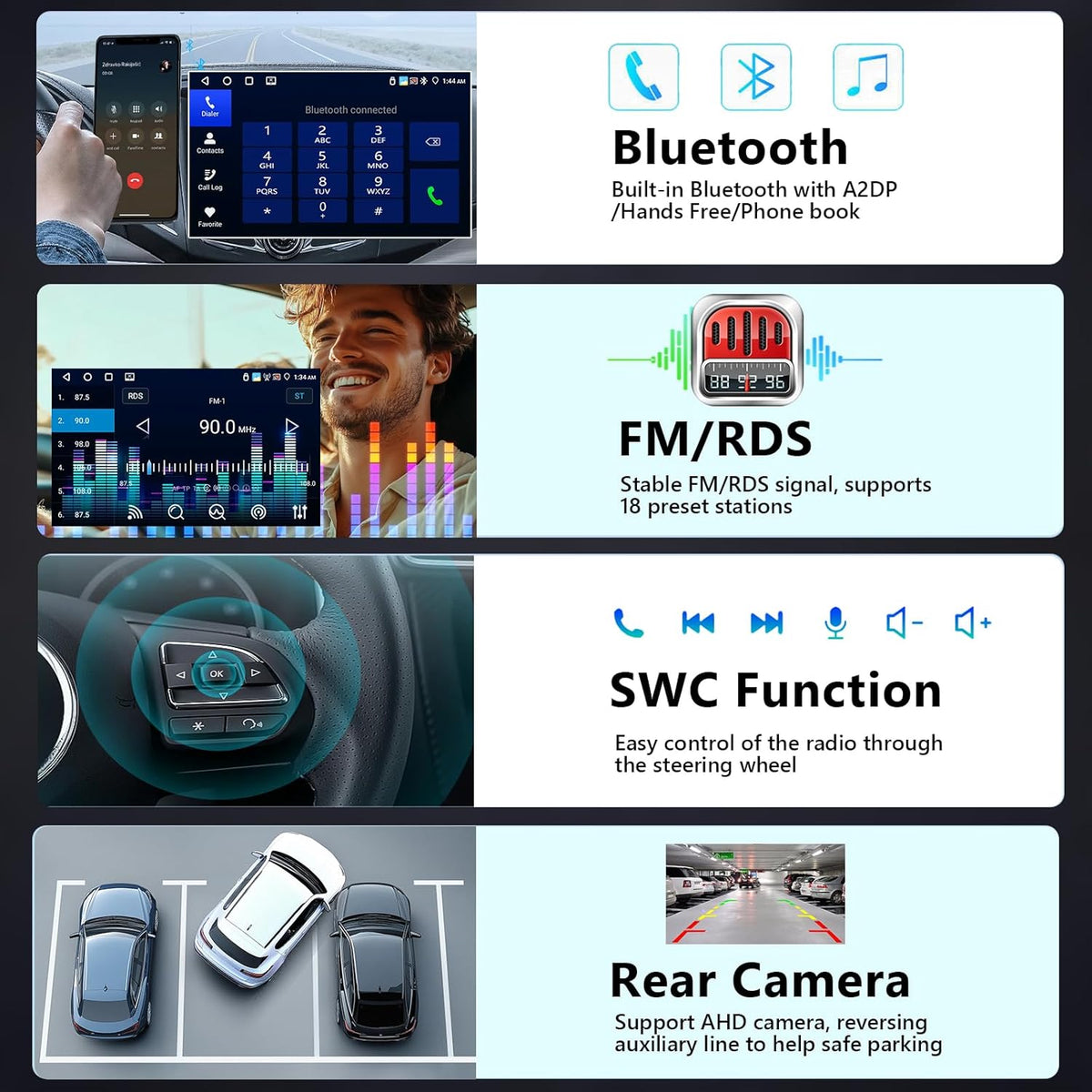 4+64G Android Auto Stereo Auto für VW Golf Tiguan T0uran Passat Polo Seat mit Kabellosem Carplay, Motorsi Touchscreen con GPS Navigation/WiFi/FM/RDS/SWC/Canbus/Bluetooth/EQ