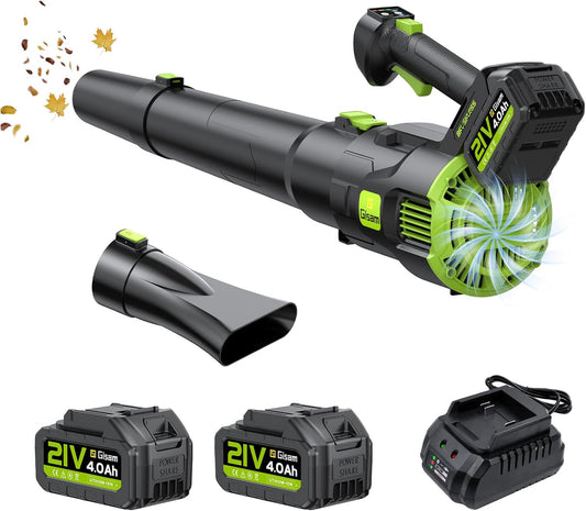 Bladblazer met Accu, Gisam Elektrische Bladblazer Borstelloos met 2x3.0Ah batterijen, Leaf Blower 2 Snelheden + Turbo Schakelaar Max 25000RPM, Luchtvolume 750m³/h, Voor Tuin Gazononderhoud