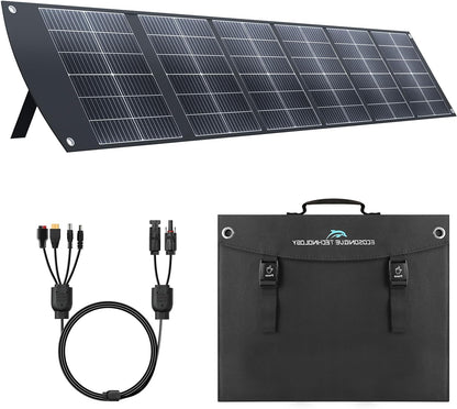Ecosonique 200W Portable Solar Panel Foldable with Kickstand, USB-C PD3.0 & USB-A QC3.0, MC4, Multi-Output for Power Stations, Generators, Motorhomes, Hiking - QUORE