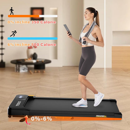 TODO Walking Pad, loopband voor thuis met helling, loopband, bureau, 1-6 km/u, elektrische loopband voor kantoor met afstandsbediening en apps-bediening, 2,5 pk motor, lcd-display