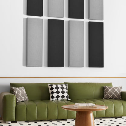 TONOR 4 PCS Groot Akoestisch Panel, 90 x 30 x 5.2 cm 3D Glasvezel Geluidsbescherming Panel met Volledige Zelfklevende, Decoratieve Echo Absorberende Muurpaneel, voor Studio, Woonkamer, Huis, Grijs