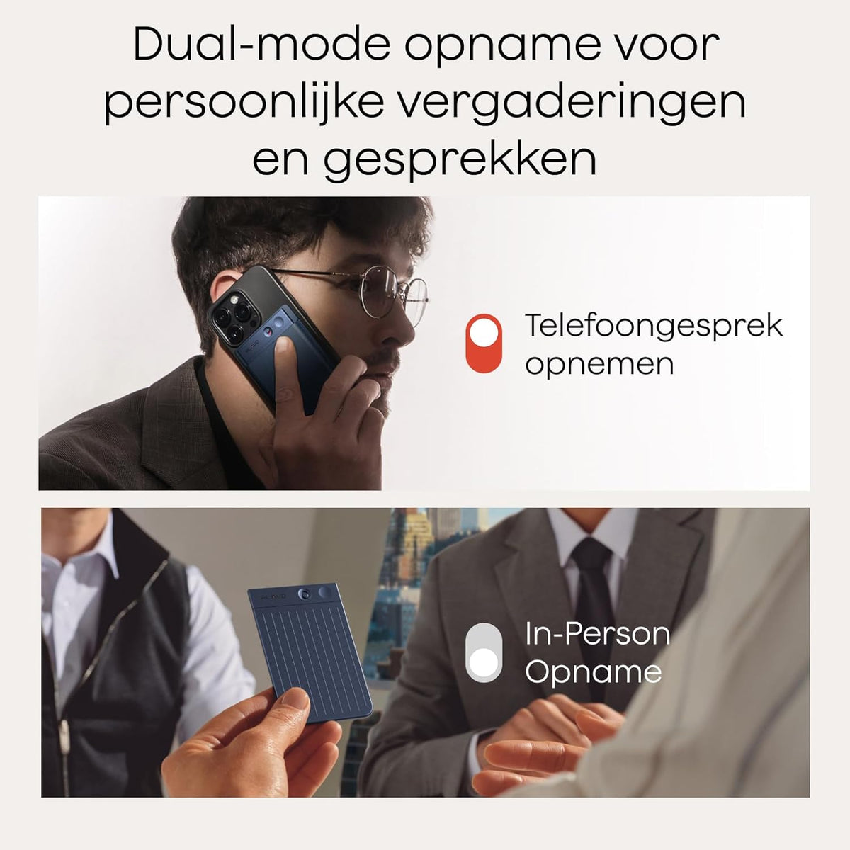 Plaud Note Digitale AI Spraakrecorder voice recorder met AI Transcriptie en samenvattingen audio ondersteunt 112 talen audio recorder voor colleges vergaderingen (Davyblauwe Note met davyblauwe hoes)