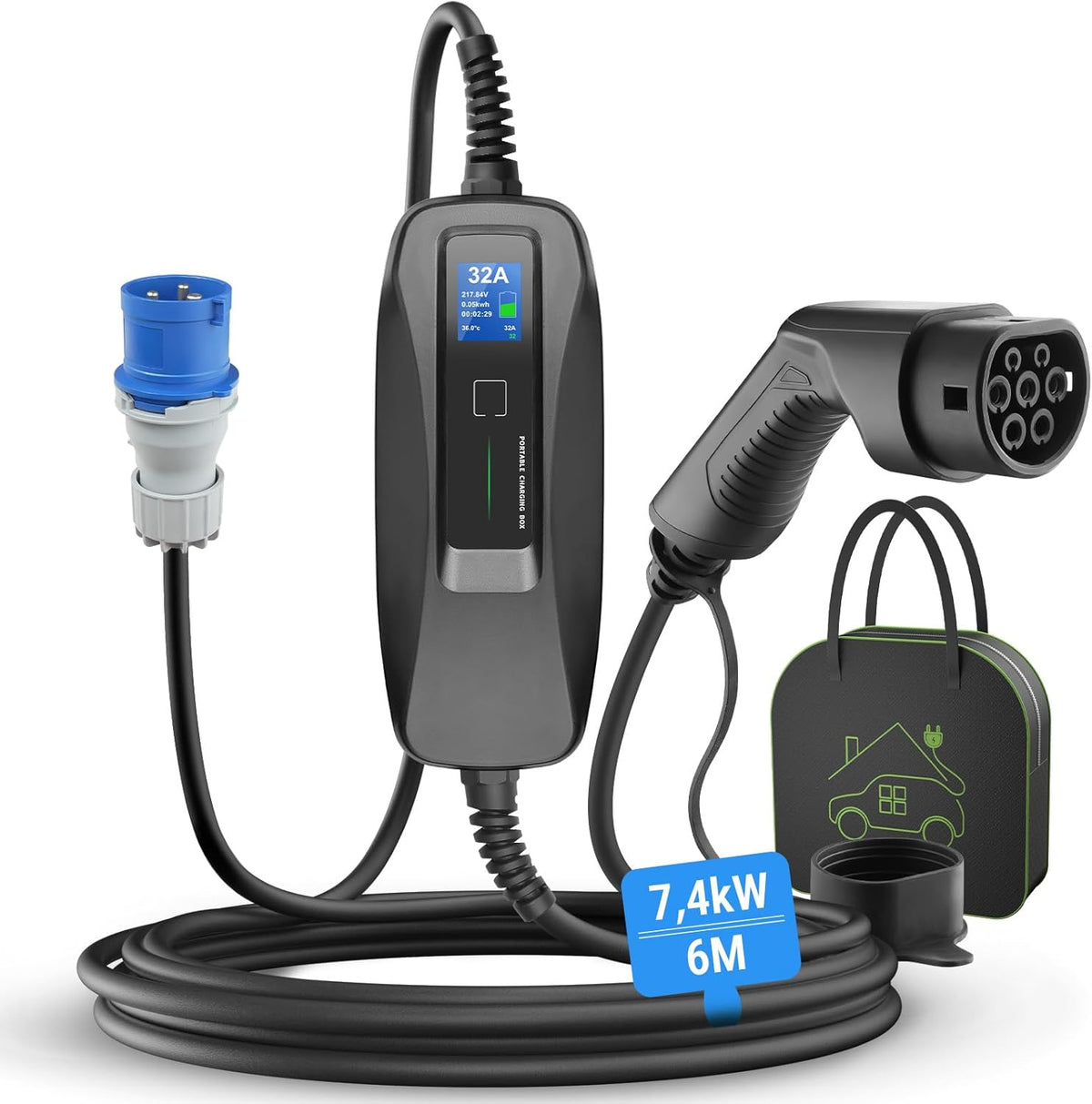 <font dir="auto" style="vertical-align: inherit;"><font dir="auto" style="vertical-align: inherit;">        Type 2 Electric Car Charger, 7.2kW Switchable Current 16/24/32A Charging Cable for Electric Car, IP66 Waterproof, Mobile Charging Station for EV PH