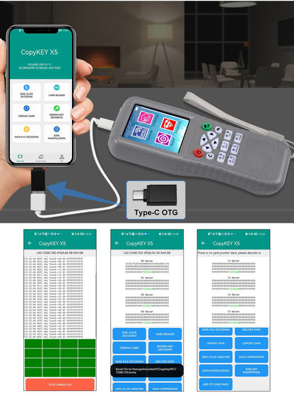 RFID WiFi CopyKey Volledige Decoderen Functie Kaart Copier/Reader/Writer Programmeur NFC Card Duplicator+T57 Keyfob, UID Kaart, OTG