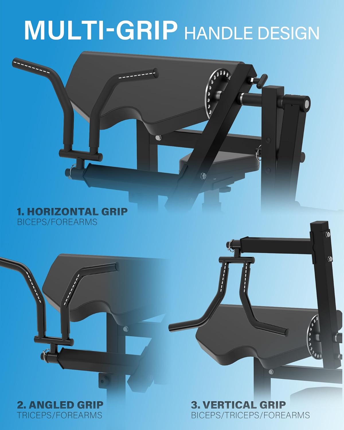 HVO Biceps en Triceps bank: 2-in-1 Verstelbaar Trainingsapparaat voor Biceps Curls en Triceps Extensions – Preacher Curl Bank voor Thuis – Zwart