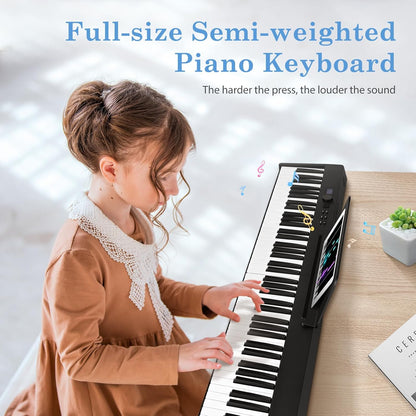 Opvouwbare Elektronische Piano 88 Toetsen – Keyboard – Digitale Piano – Pianotoetsenbord – Elektrische Piano – Halfzware Aanslag – Bluetooth En MIDI