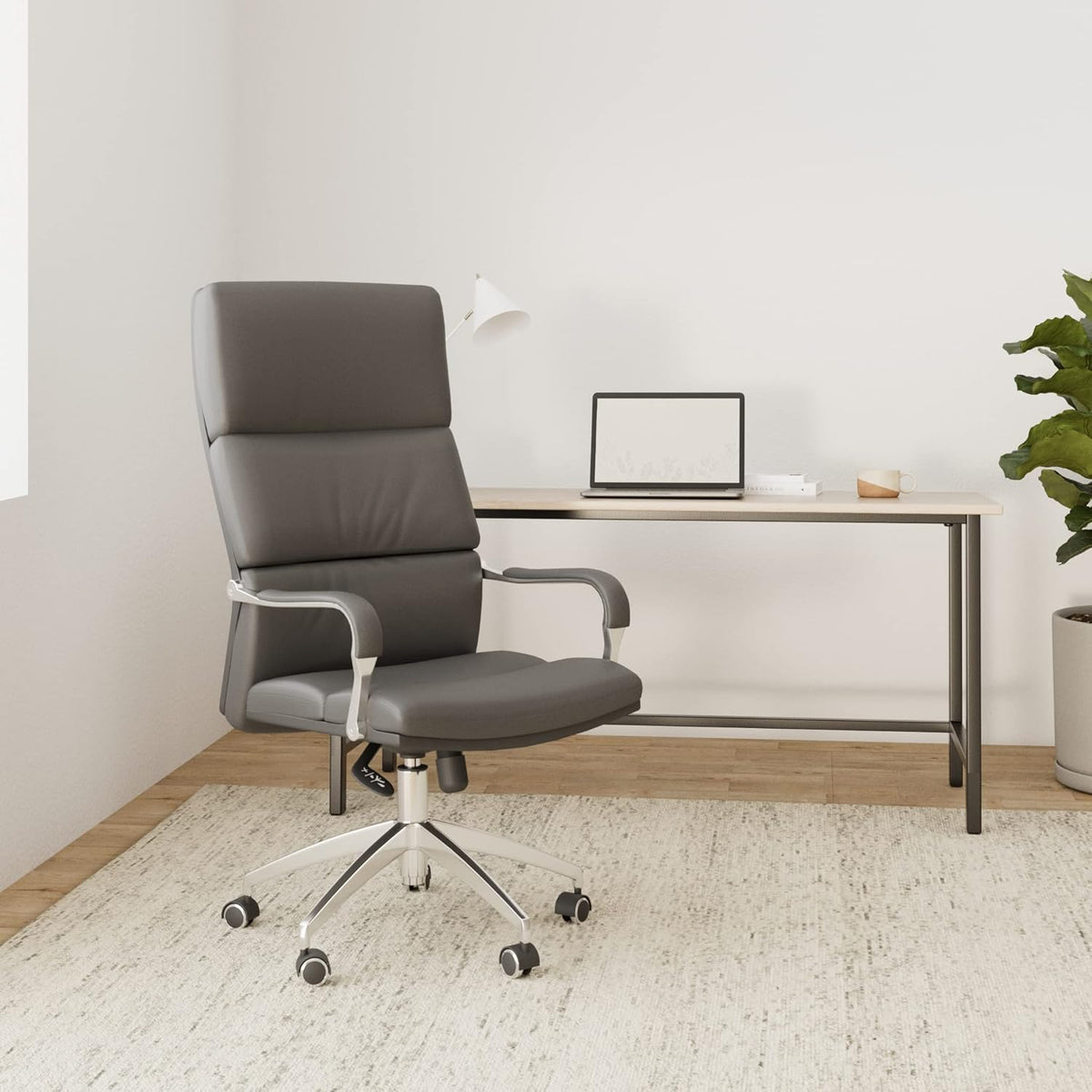 hjh OFFICE 600700 Bureaustoel, directiestoel BRUNELLO 20, kunstleer, zwart, dik gevoerd en vele instellingen, hoge rugleuning, ergonomische bureaustoel, draaistoel, XXL managersstoel