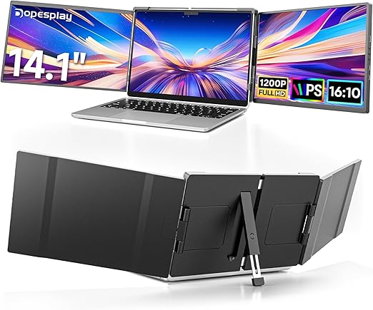Draagbare Monitor – Laptop Scherm Uitbreiding – USB-C Display – Multi Monitor – Portable Beeldscherm – 14,1 Inch IPS 1200P – Plug & Play Gemak – 3 Schermen Tegelijk - QUORE